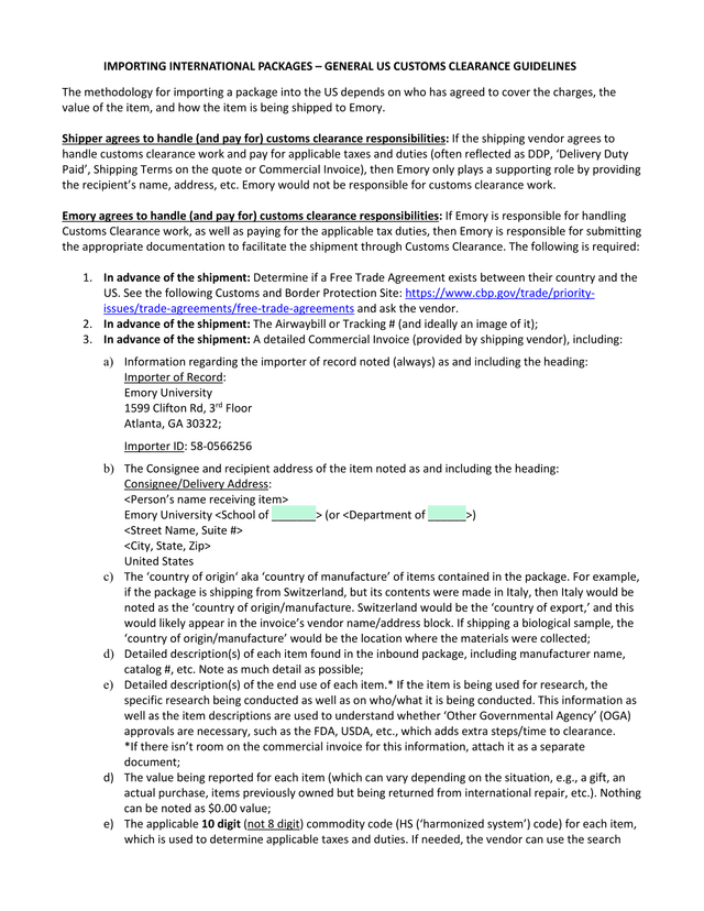Importing International Packages  US Customs Clearance Guidelines screenshot