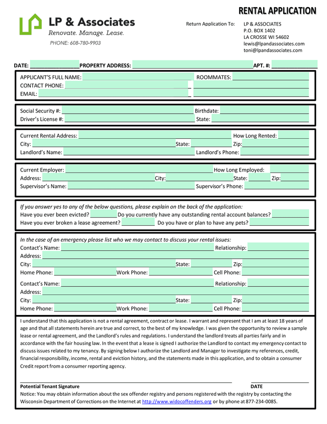 Rental Application screenshot