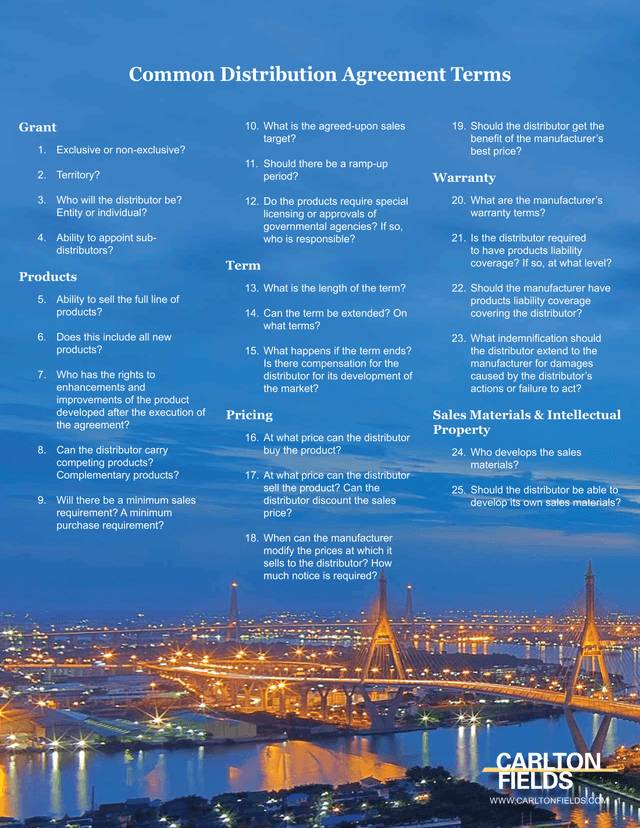 Common Distribution Agreement Terms screenshot
