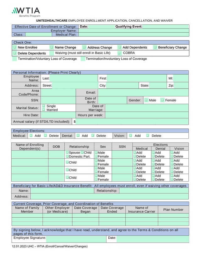 UHC  WTIA (EnrollCancelWaiverChanges) screenshot
