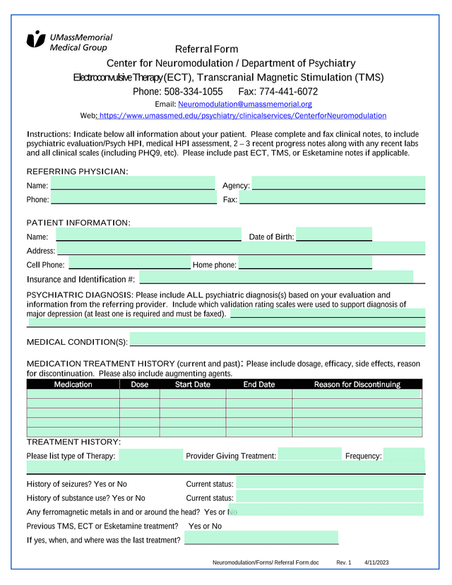 Referral Form screenshot