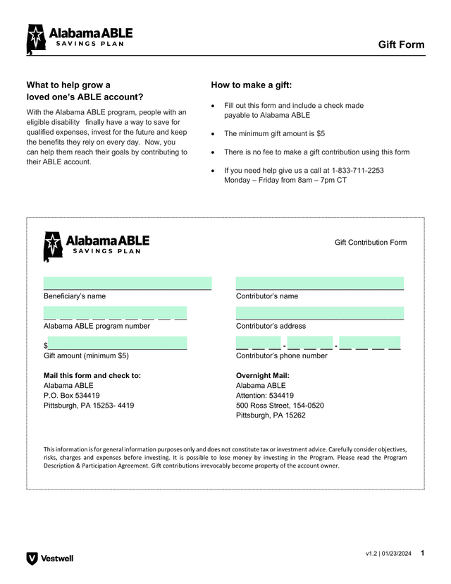 Gift Form screenshot