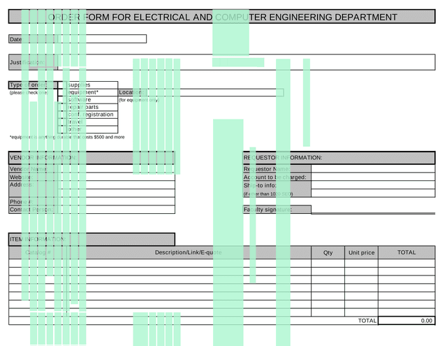Order Form For Electrical And Computer Engineering Department screenshot