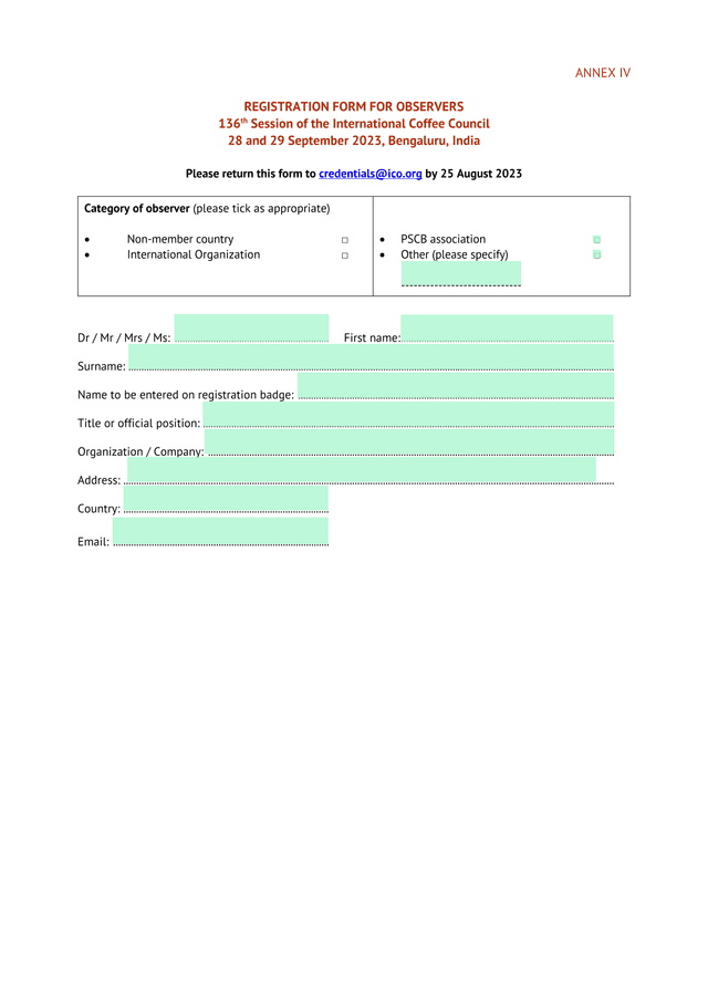 REGISTRATION FORM FOR OBSERVERS screenshot