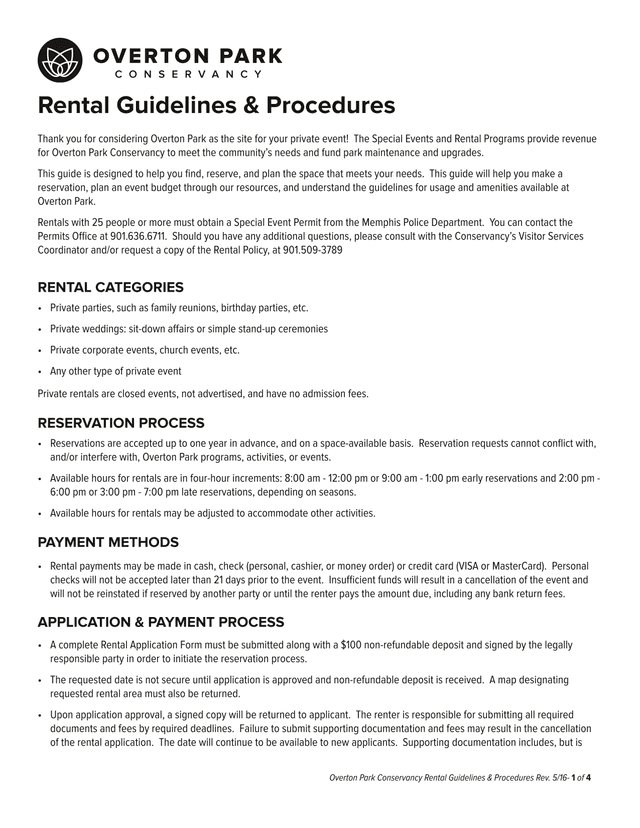 Rental Guidelines  Procedures screenshot