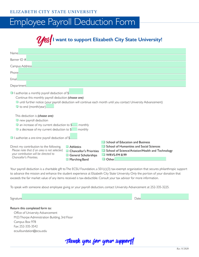 Employee Payroll Deduction Form screenshot