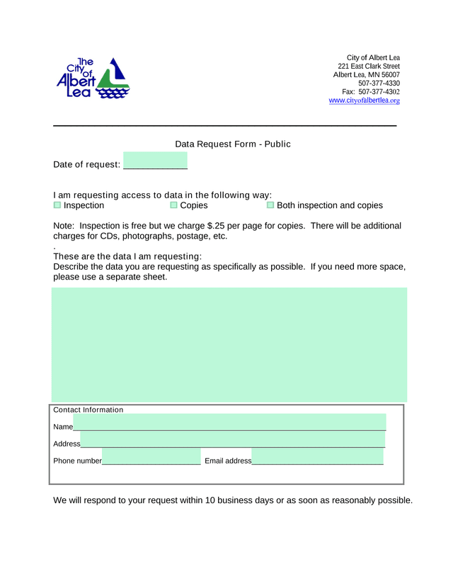 Data Request Form   Public screenshot