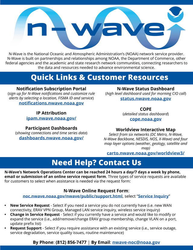 N Wave Network Services Portal screenshot