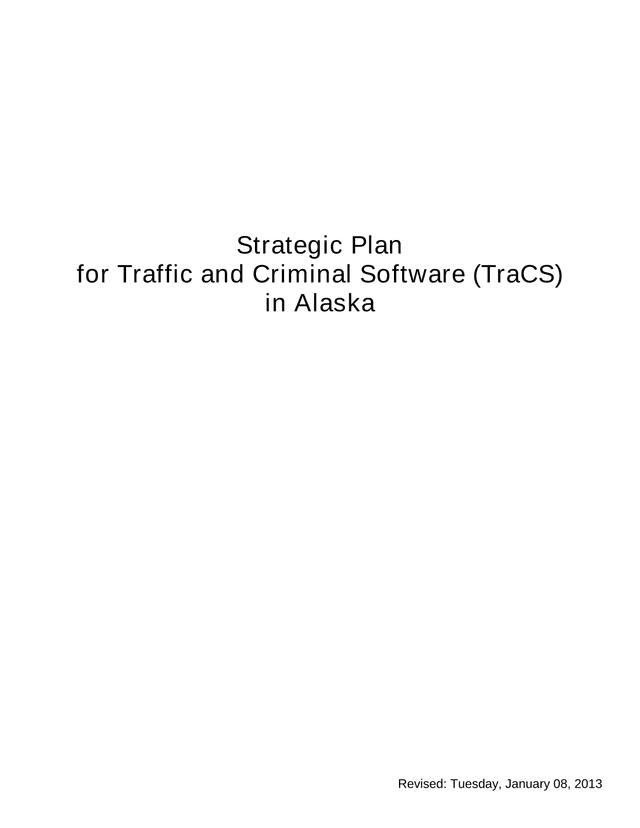 Strategic Plan For Traffic And Criminal Software (TraCS) In Alaska screenshot