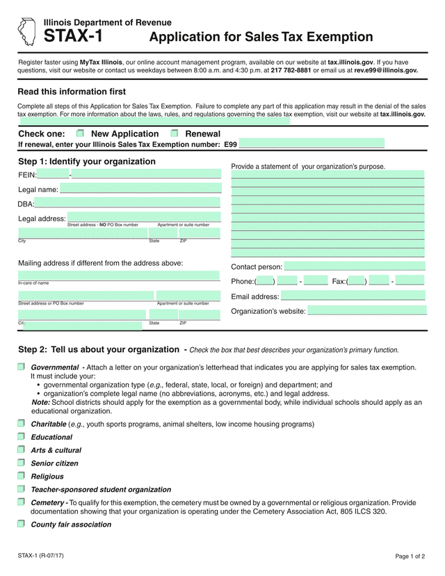 Application For Sales Tax Exemption screenshot