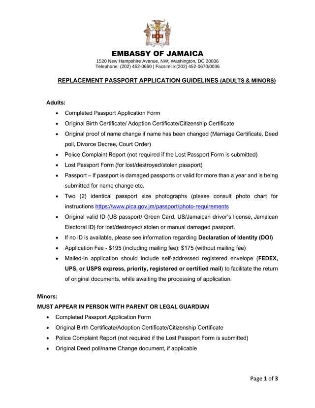 REPLACEMENT PASSPORT APPLICATION GUIDELINES (ADULTS  MINORS) screenshot