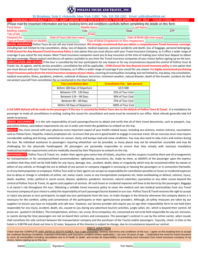 BOOKING CONTRACT FORM  AAPI JAPAN AND SOUTH KOREA TOUR APRIL 07 20, 2024 screenshot