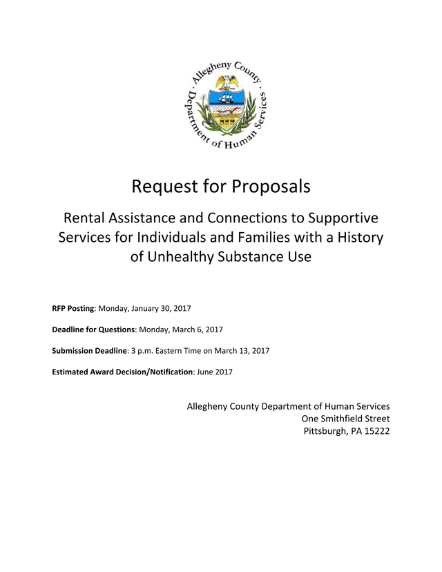 Request For Proposals Rental Assistance And Connections To Supportive Services For Individuals And F screenshot