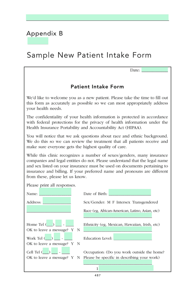 Patient Intake Form screenshot