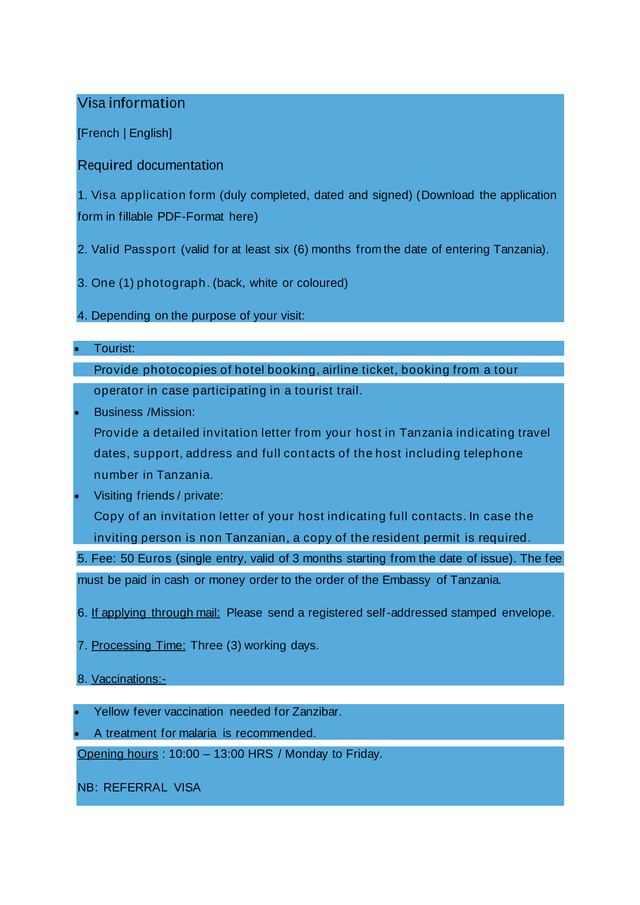 Visa Information screenshot