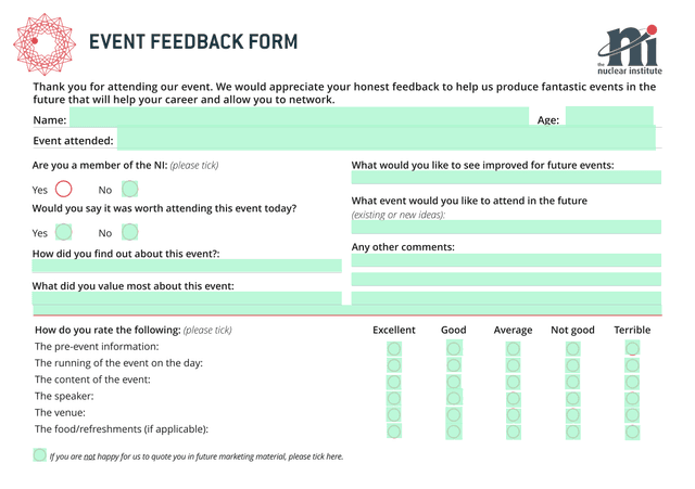 EVENT FEEDBACK FORM screenshot