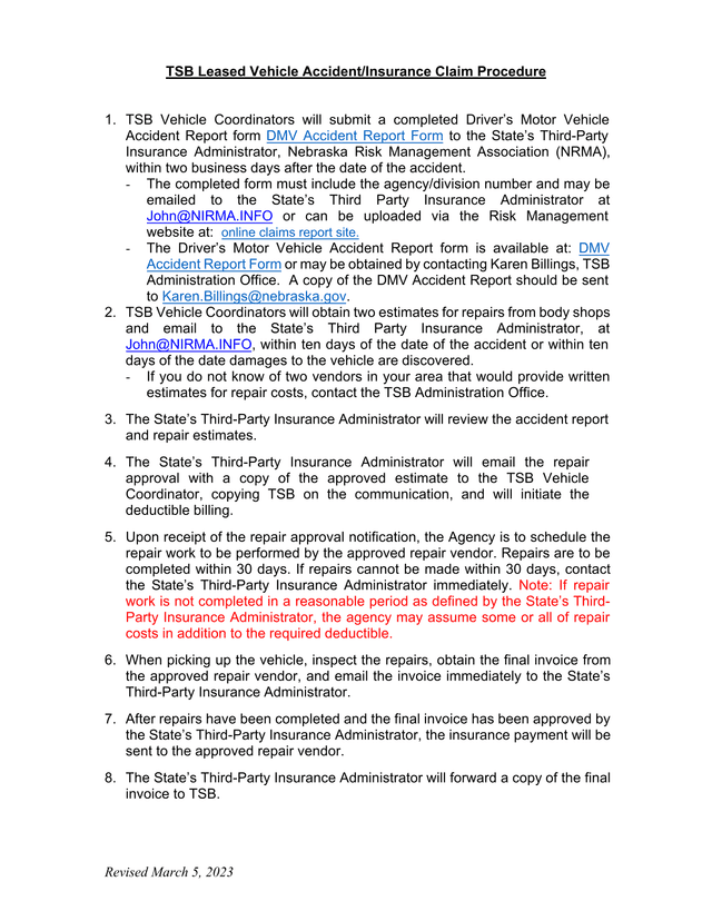 TSB Leased Vehicle AccidentInsurance Claim Procedure screenshot
