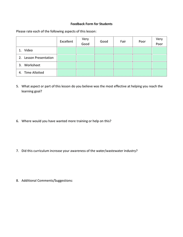 Feedback Form For Students screenshot