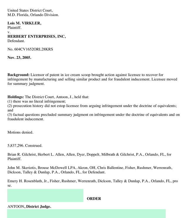 Order On Motions For Summary Judgment screenshot