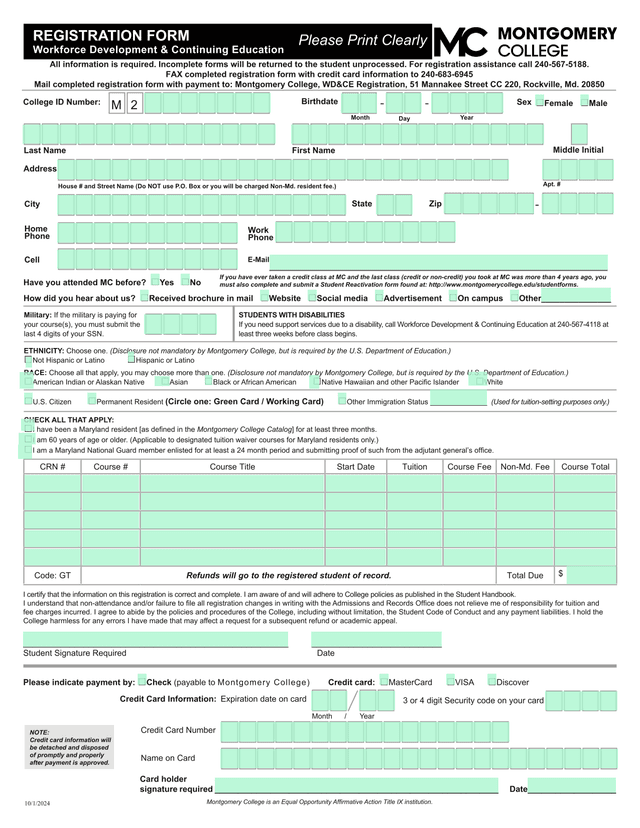 Registration Form screenshot