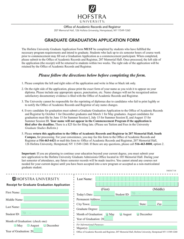 Graduate Graduation Application Form screenshot