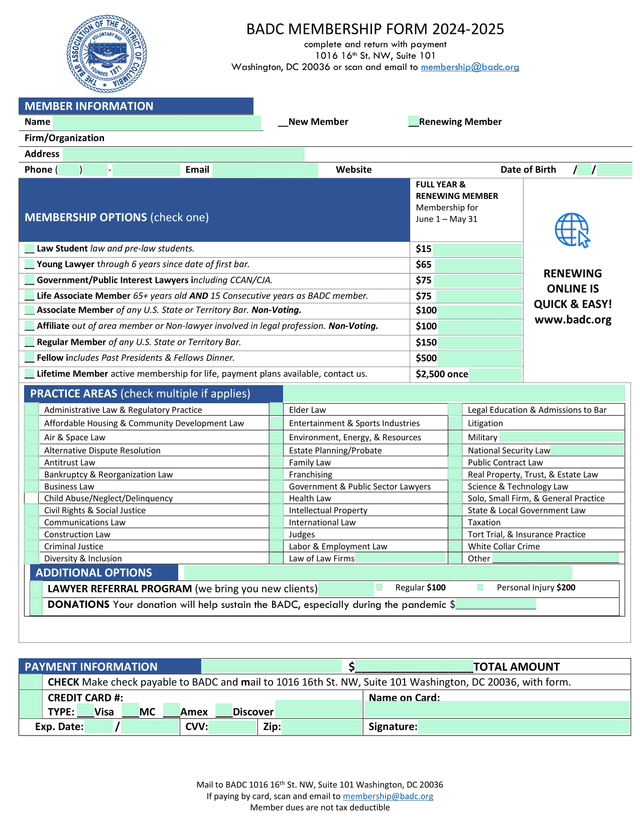 BADC MEMBERSHIP FORM 2024 2025 screenshot