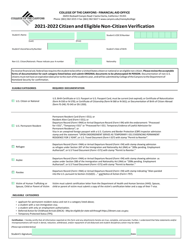 Citizen And Eligible Non Citizen Verification screenshot