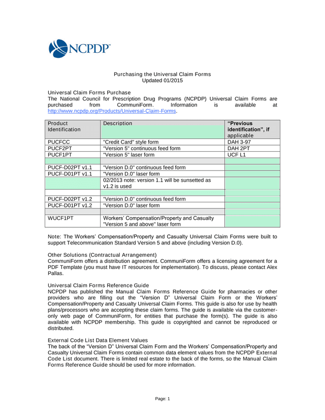 Universal Claim Forms Purchase screenshot