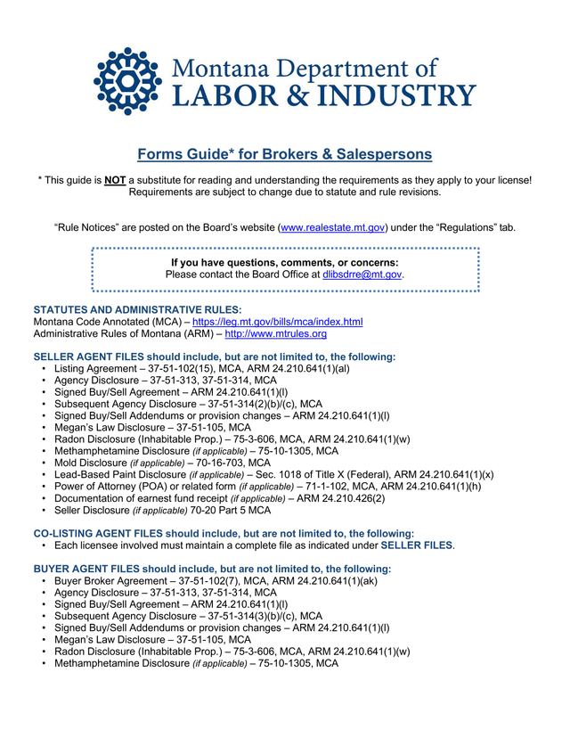 Forms Guide For Brokers  Salespersons screenshot