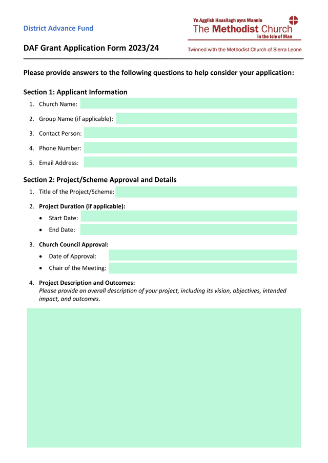 DAF Grant Application Form 202324 screenshot