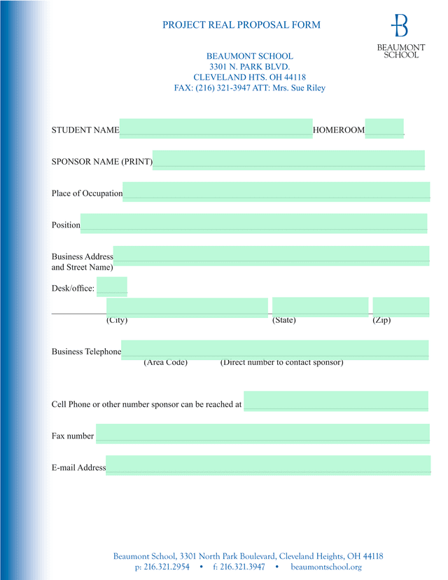 Project REAL Proposal Form screenshot