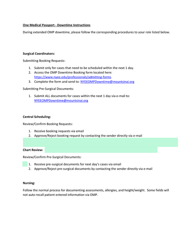 One Medical Passport   Downtime Instructions screenshot
