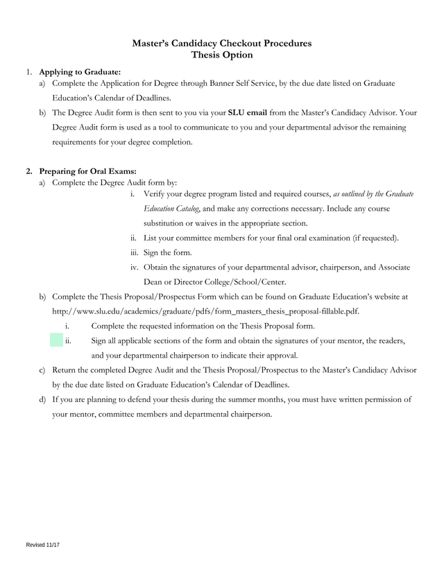MasterS Candidacy Checkout Procedures Thesis Option screenshot