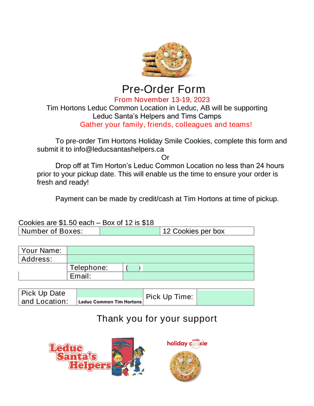Pre Order Form screenshot