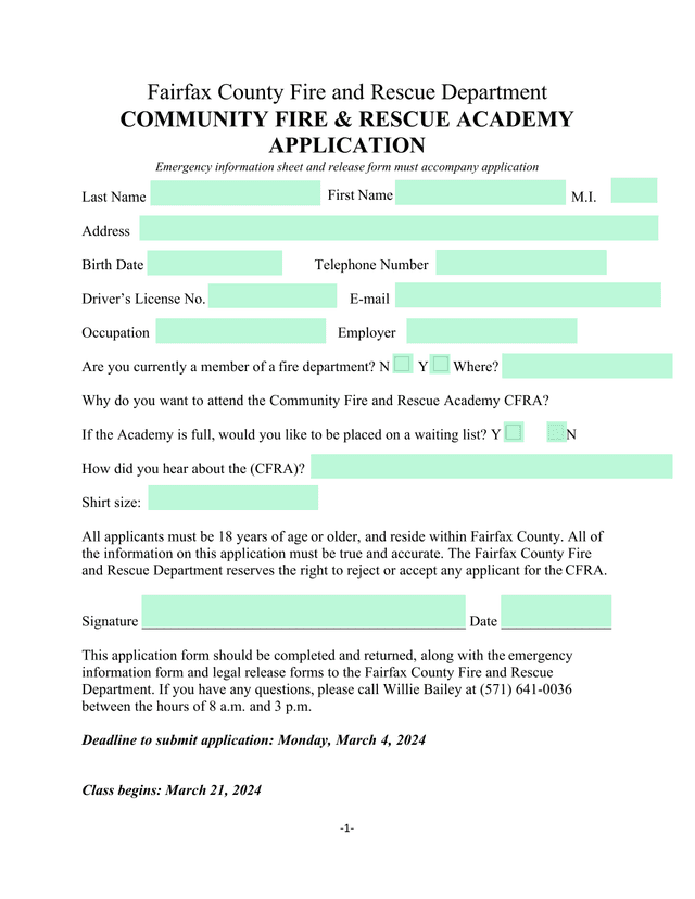 Community Fire  Rescue Academy Application screenshot