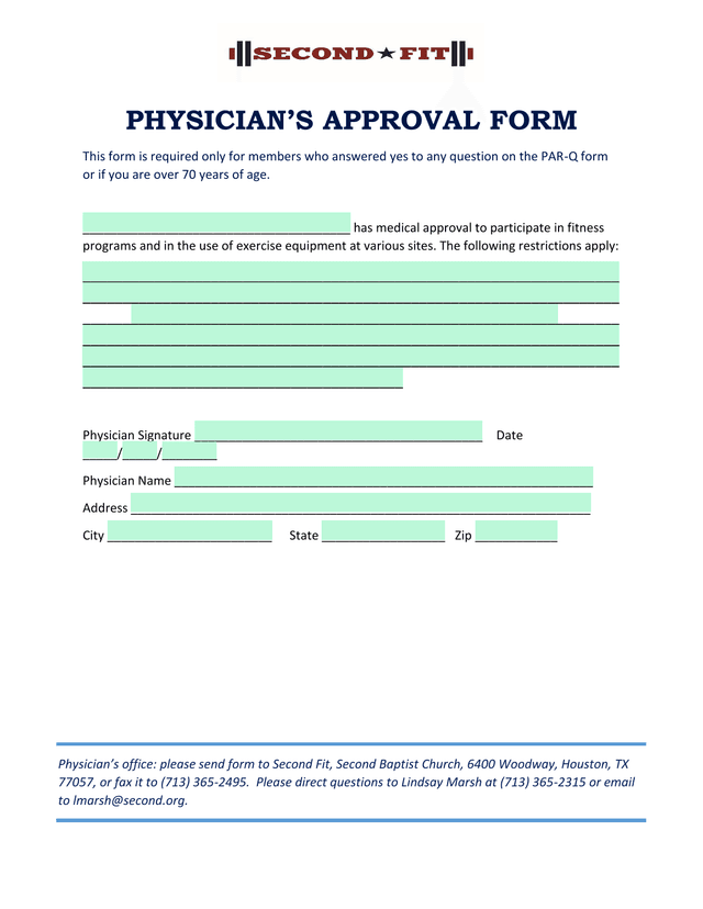 PhysicianS Approval Form screenshot