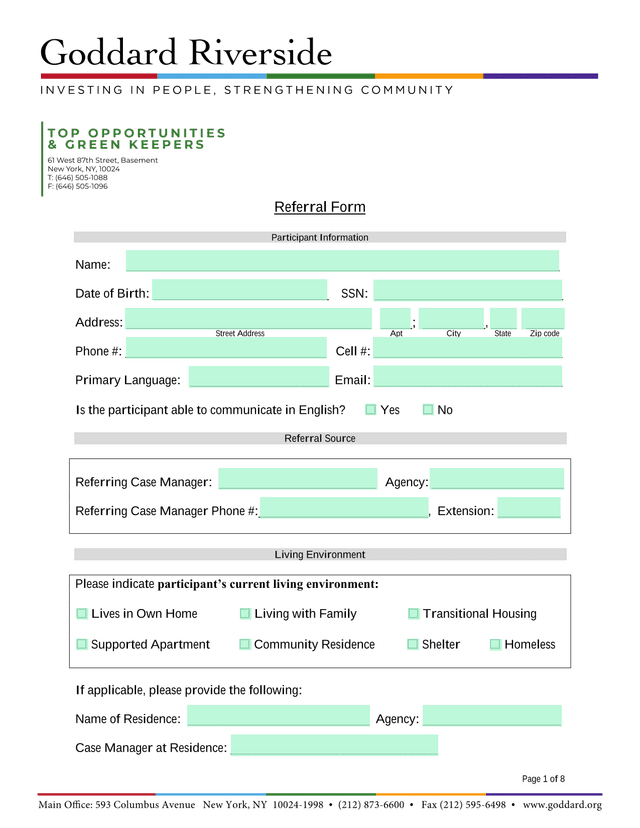 Referral Form screenshot