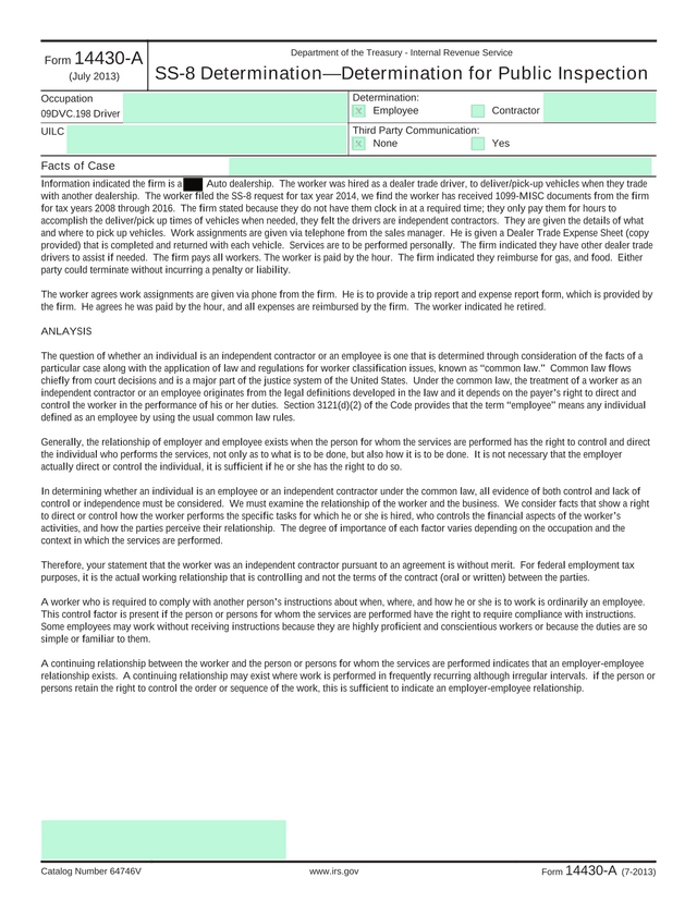 Form 14430 A screenshot