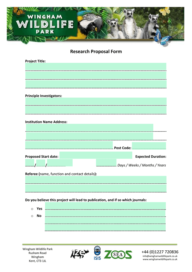 Research Proposal Form screenshot