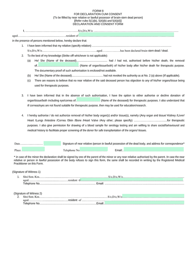 FORM 8 FOR DECLARATION CUM CONSENT screenshot