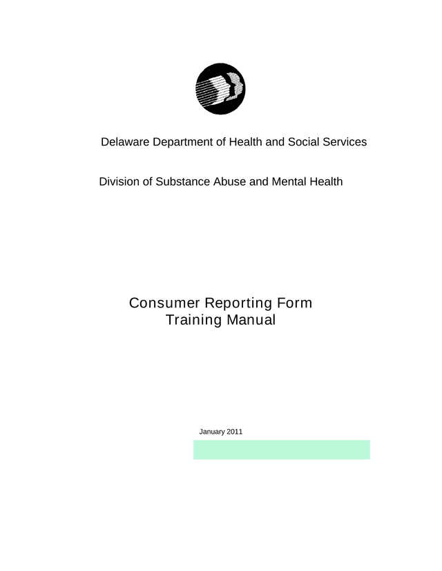 Consumer Reporting Form Training Manual screenshot