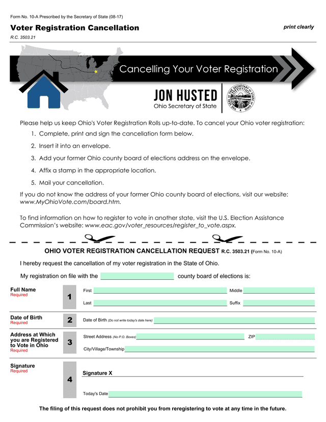 Form No. 10 A Voter Registration Cancellation screenshot
