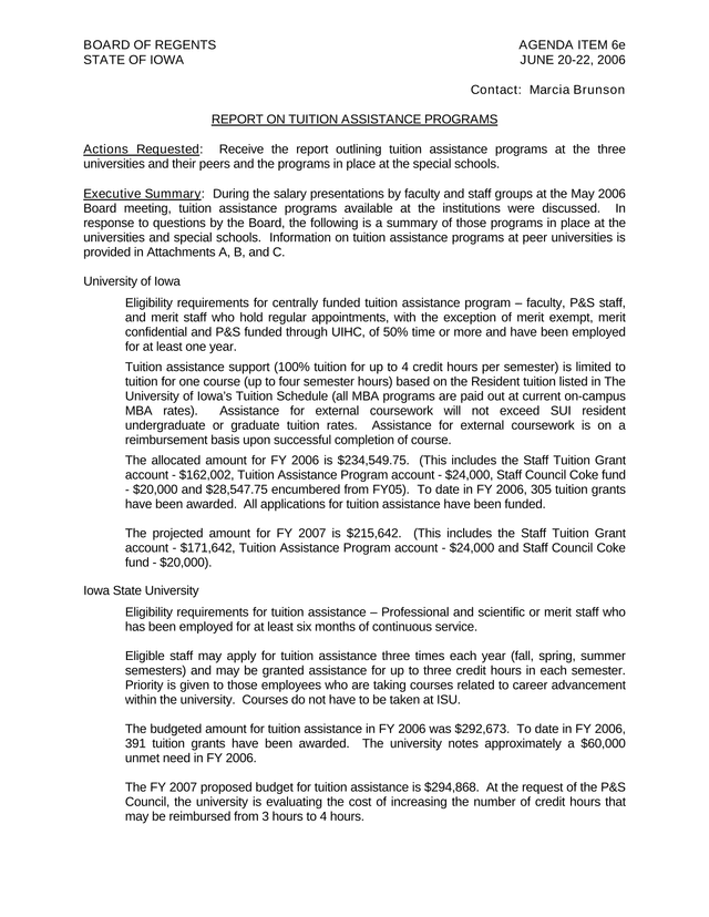 Report On Tuition Assistance Programs screenshot