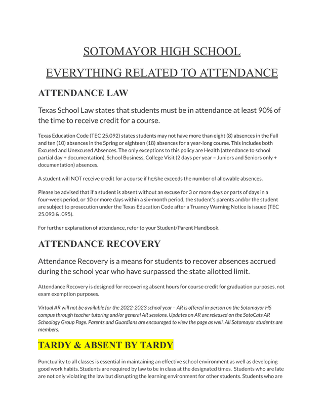 Sotomayor High School Attendance Law And Policy screenshot