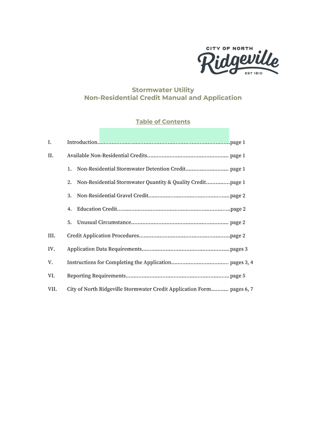 Stormwater Utility Non Residential Credit Manual And Application screenshot