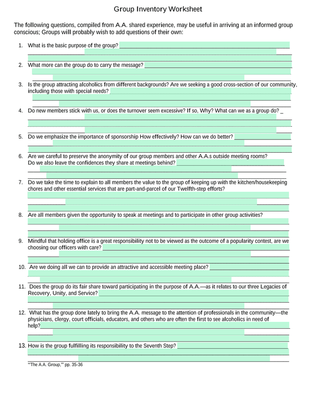 Group Inventory Worksheet screenshot