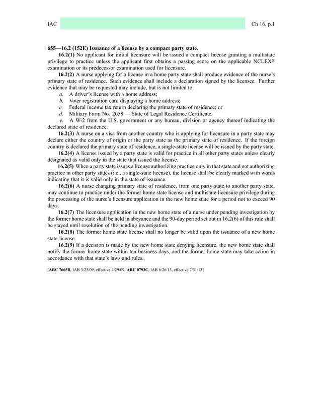 Nurse Licensure Compact Regulations screenshot