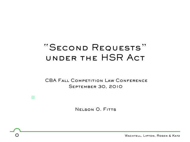 Second Requests Under The HSR Act screenshot