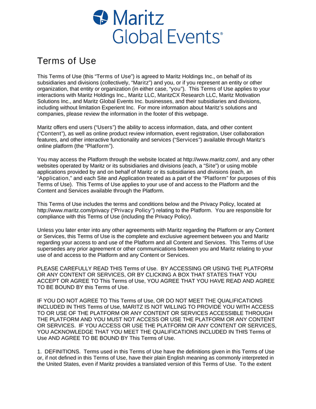 Terms Of Use screenshot