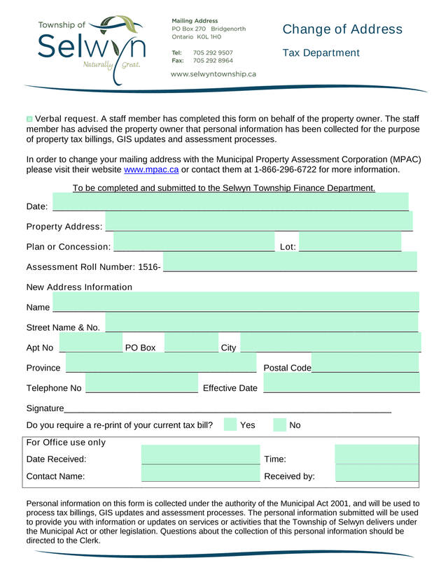 Change Of Address screenshot